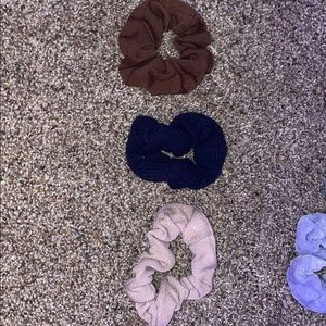 velvet, silk, and cotton scrunchies